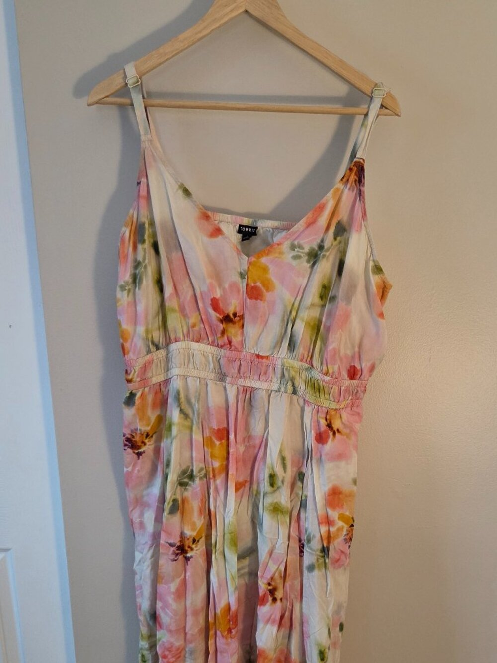 Torrid - Midi V-Neck Dress - Washed floral multi - 2X